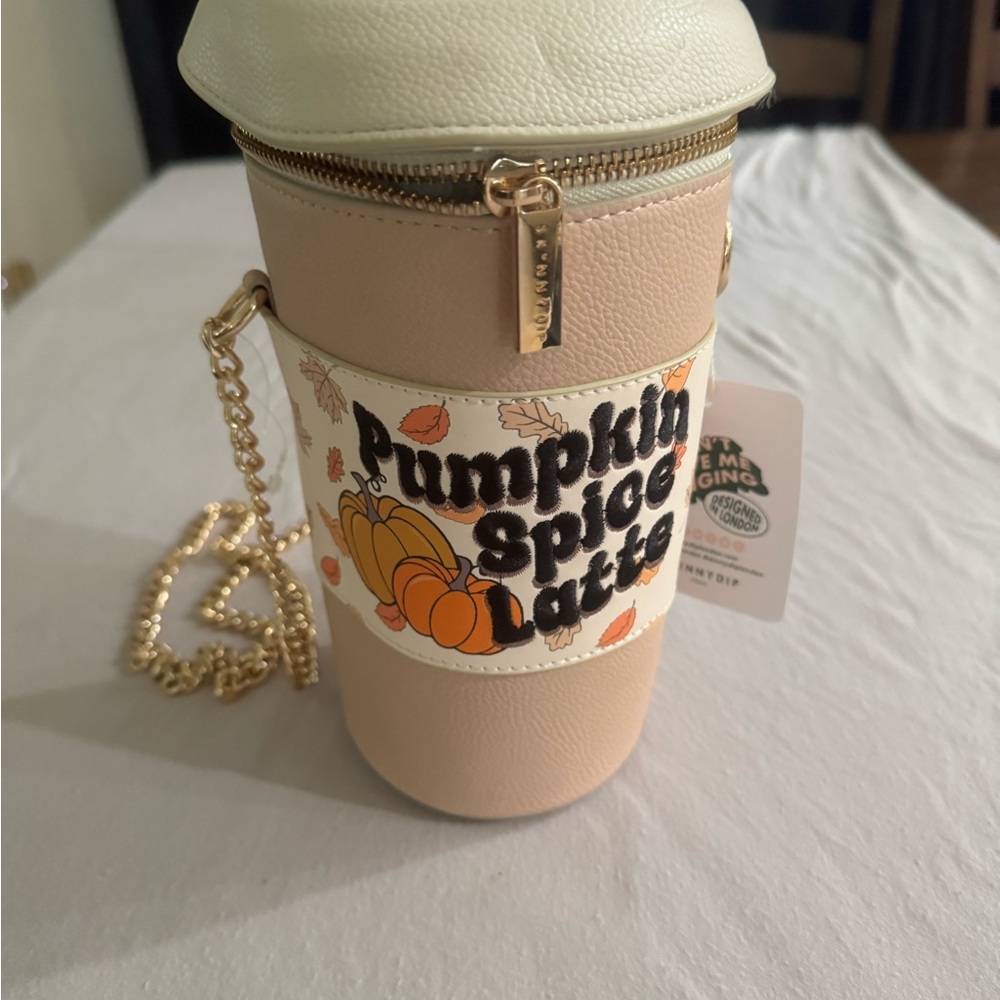 Pumpkin Spice Latte Themed Bag with Gold Chain
